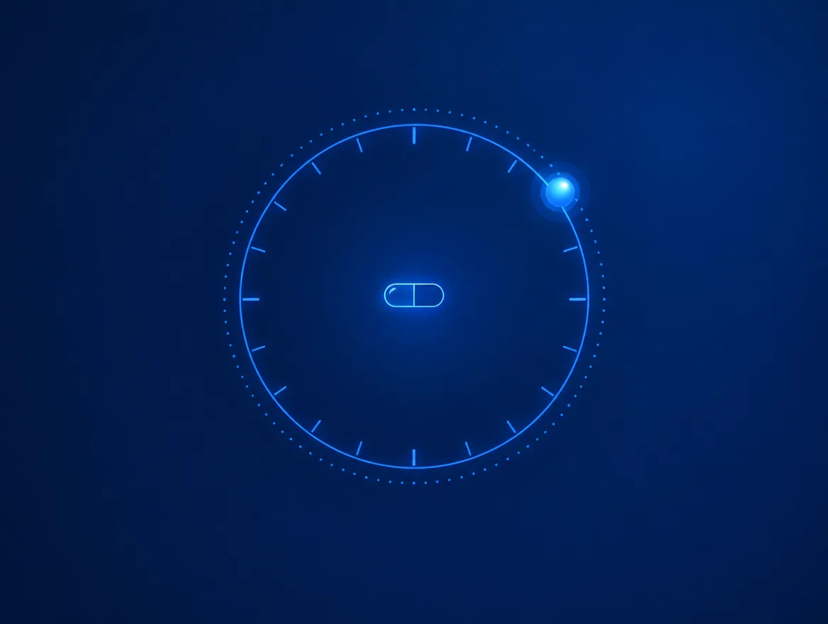 A 24-hour dial with a glowing marker and a tablet at the centre
