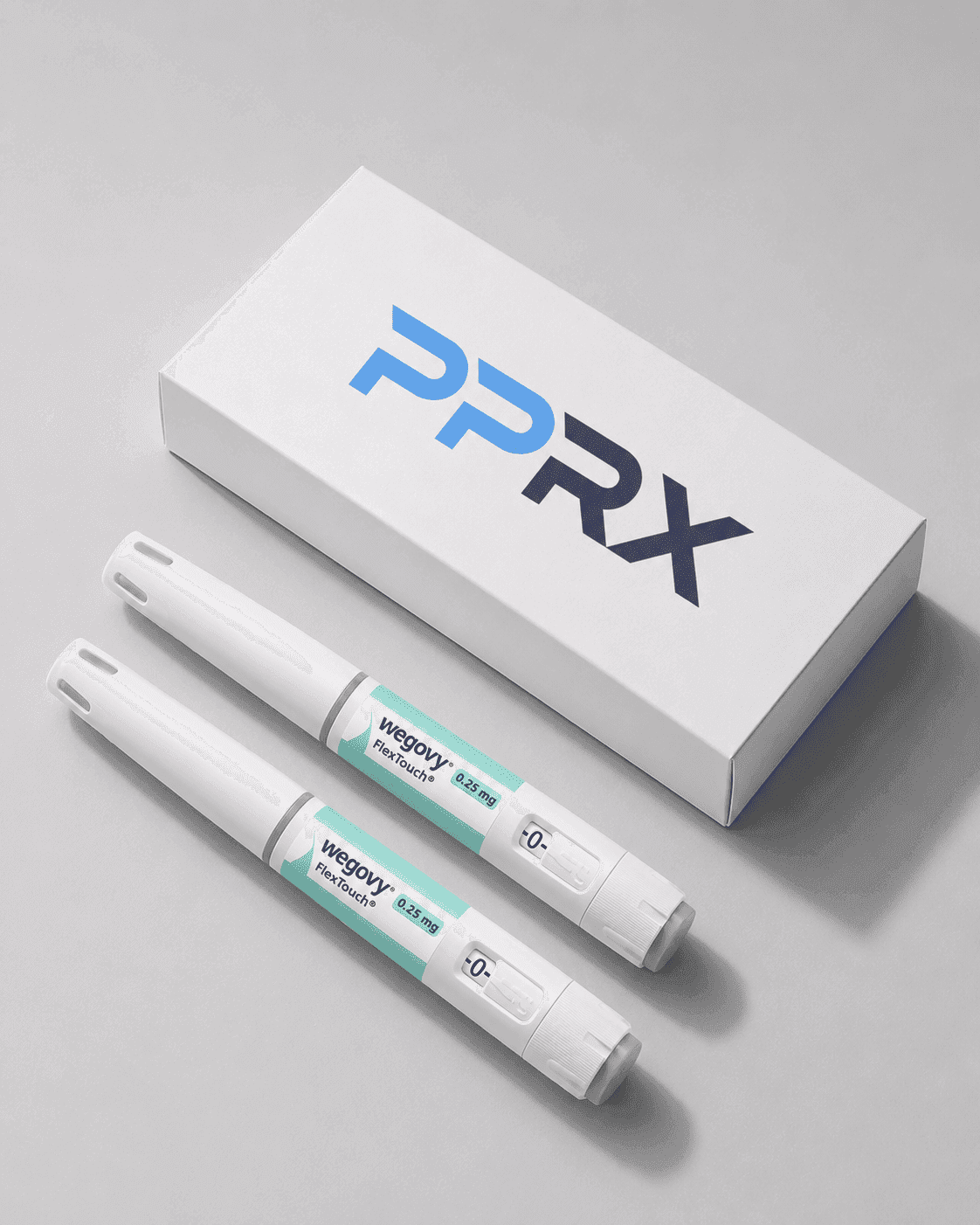 Wegovy (semaglutide) pens with PPRX pharmacy packaging