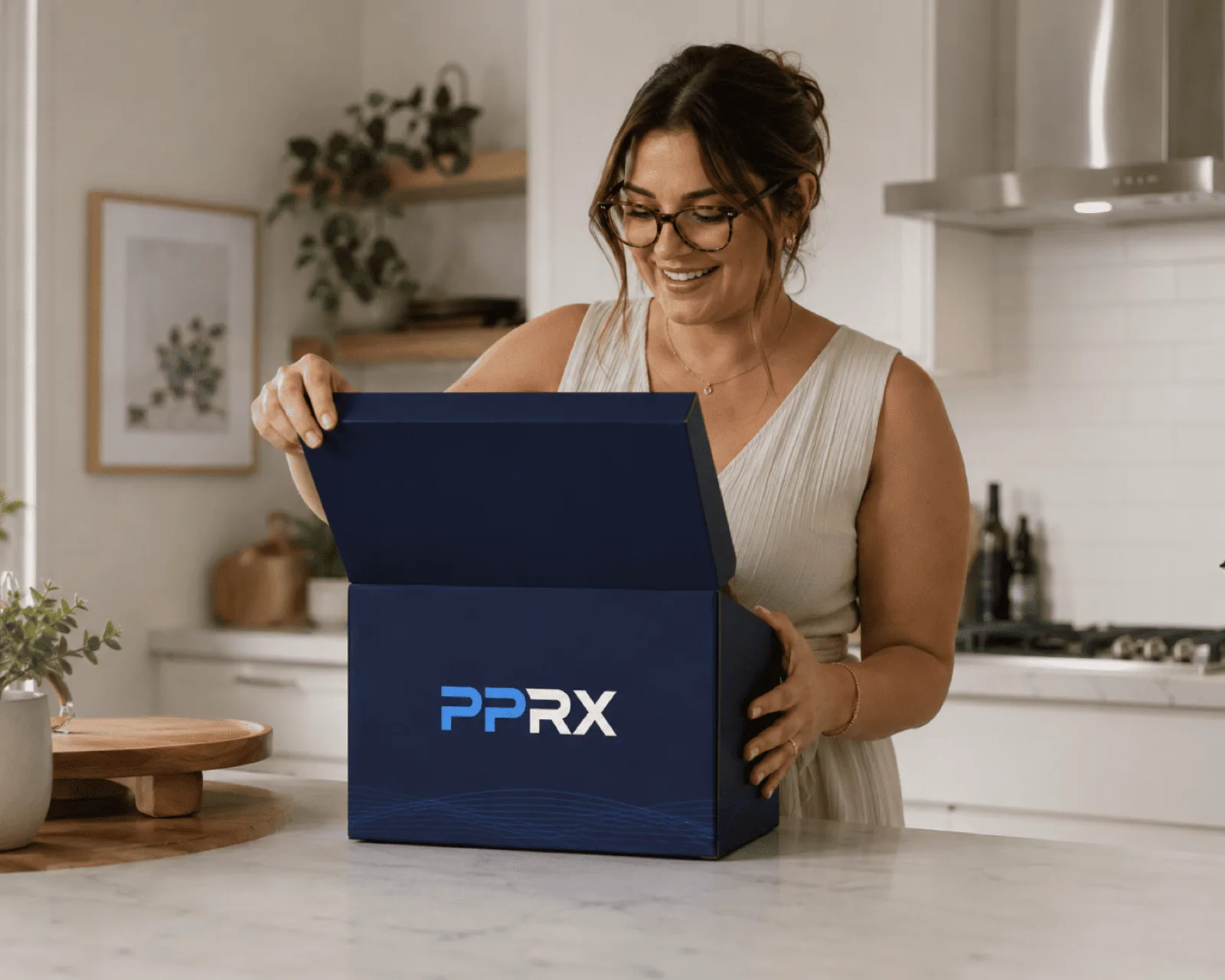 A PPRX delivery being unboxed on a kitchen counter
