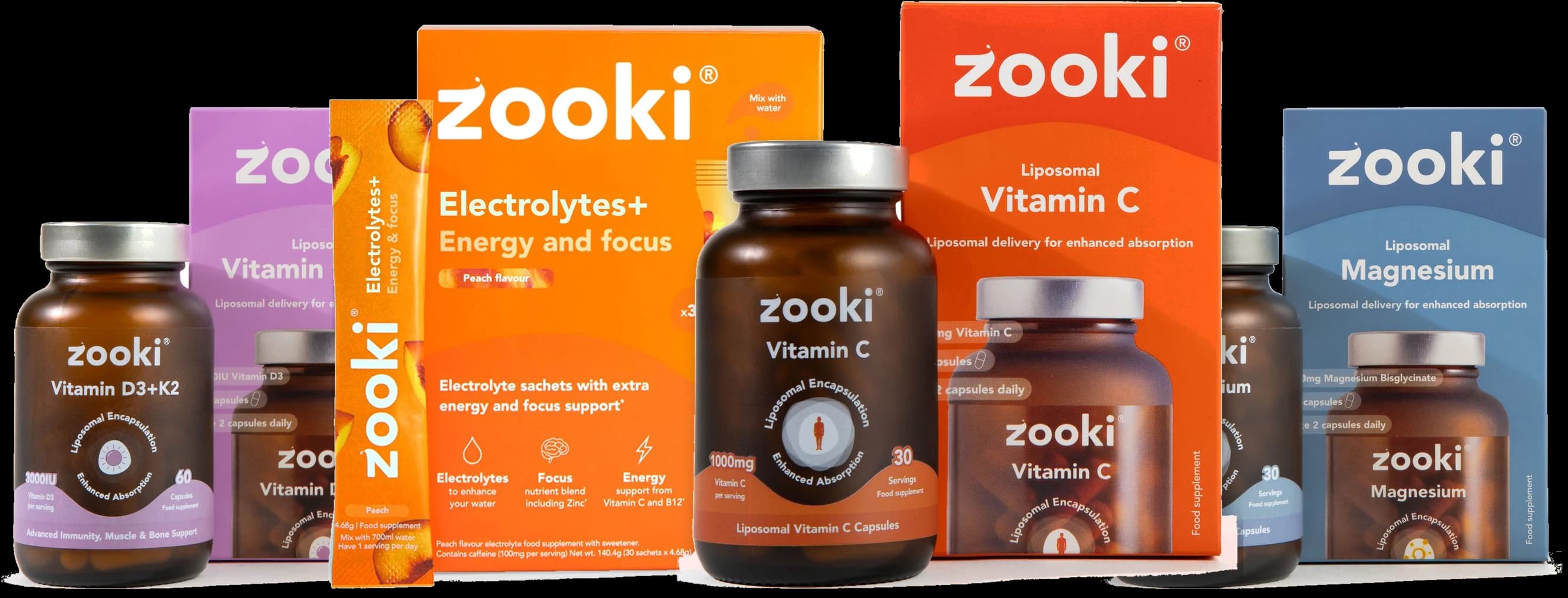 Zooki Vitamin D3+K2, Electrolytes+, Vitamin C and Magnesium packs