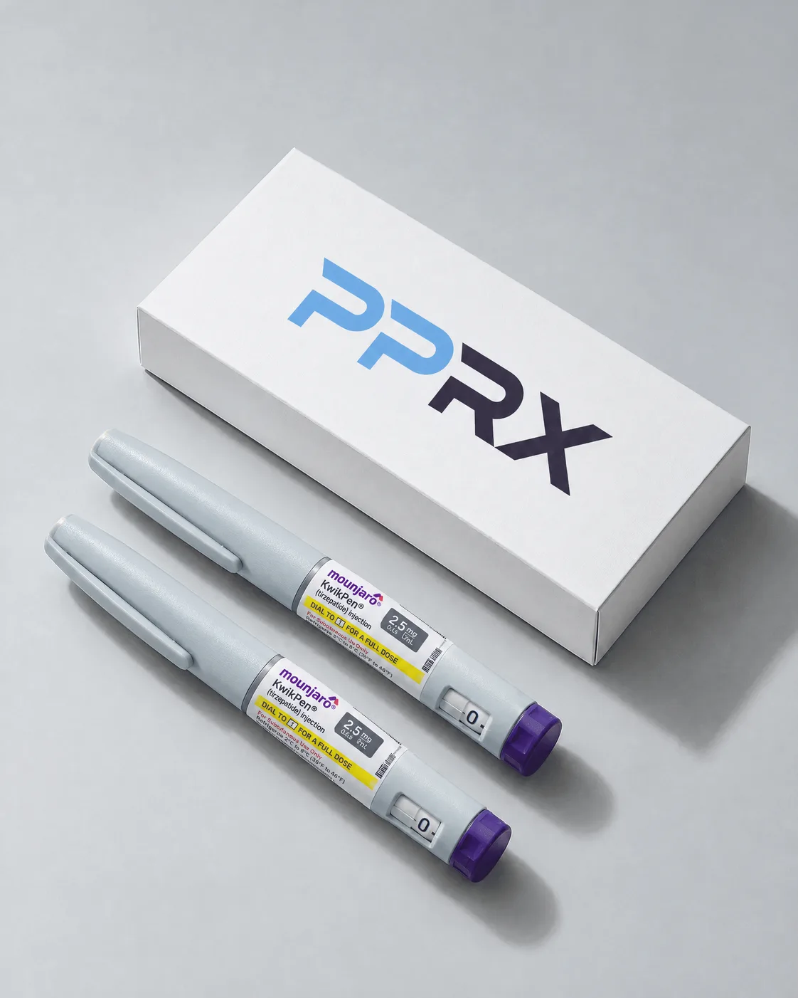 Mounjaro 2.5 mg (tirzepatide) pens with PPRX pharmacy packaging